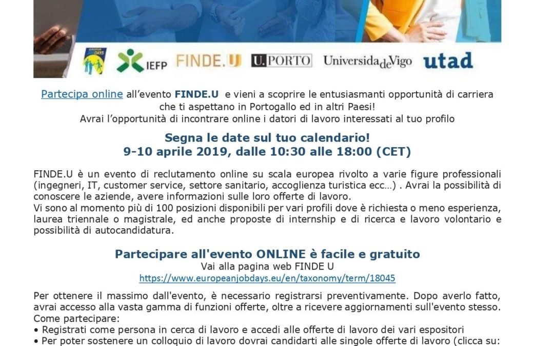 Fiera del lavoro online FINDE.U 9-10 aprile 2019